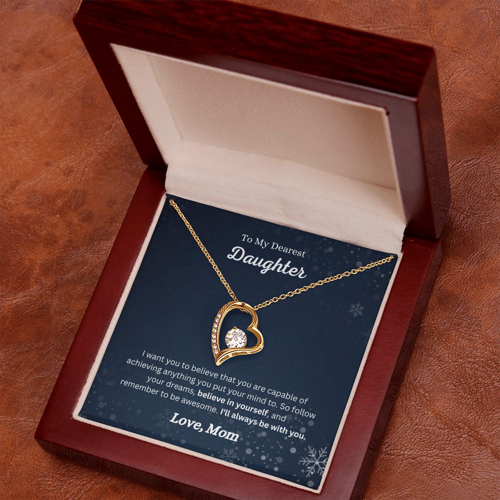 A Believe in Yourself Forever Love Necklace - Gift for Daughter from Mom by ShineOn Fulfillment in a wooden box.