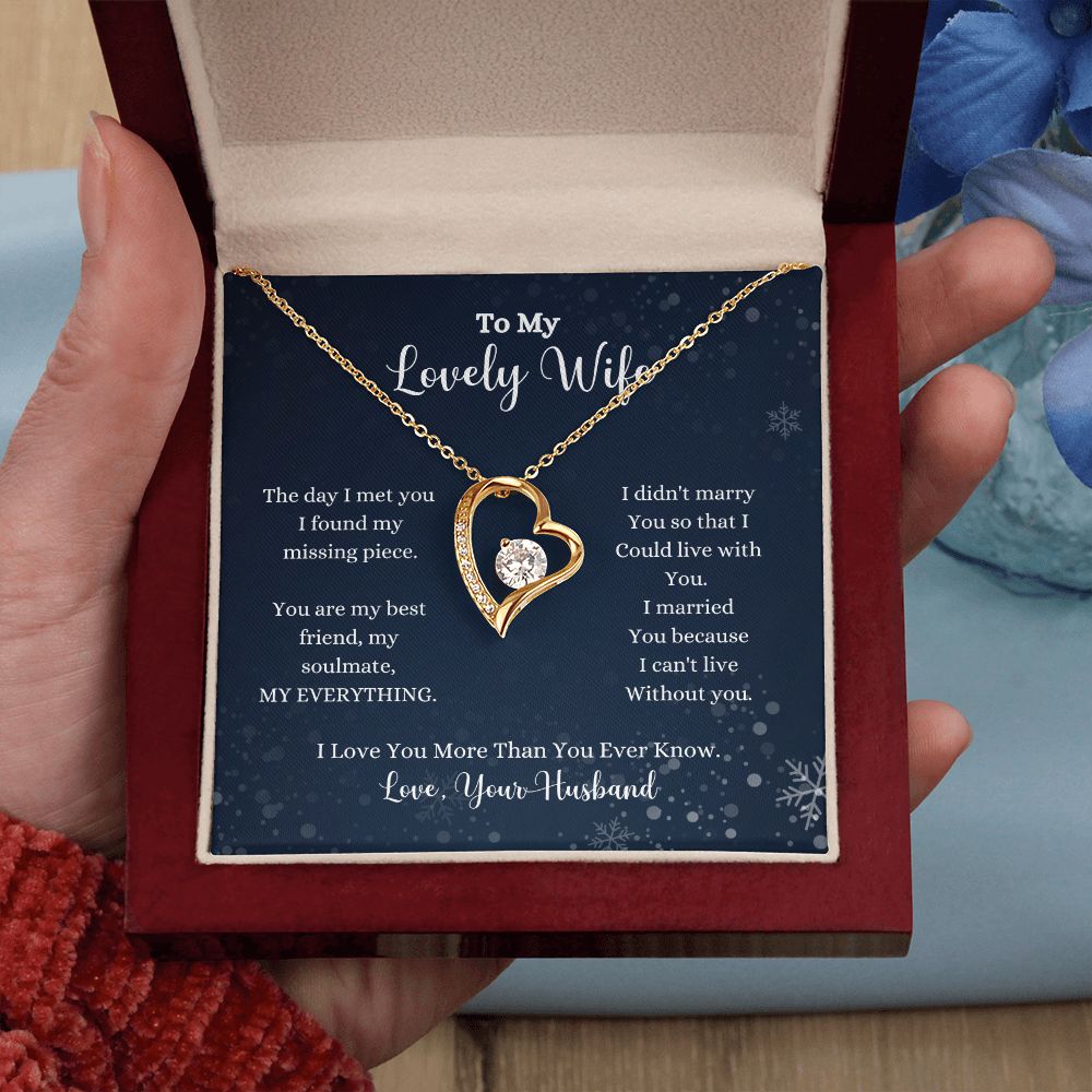 A ShineOn Fulfillment gift box with an "I Love You More Than You Ever Know Forever Love Necklace - Gift for Wife from Husband" that says to my lovely wife.