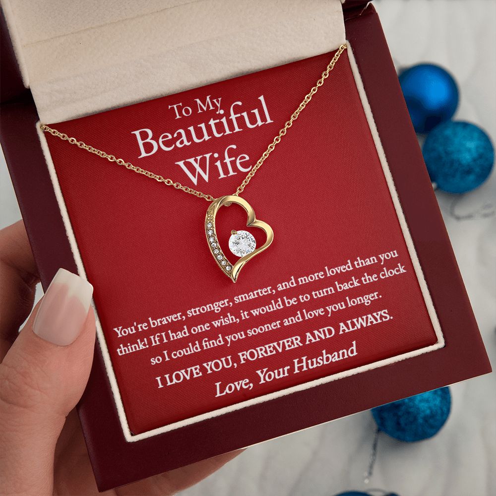 A ShineOn Fulfillment gift box with a You Are Braver Forever Love Necklace - To Wife from Husband that says to my beautiful wife.