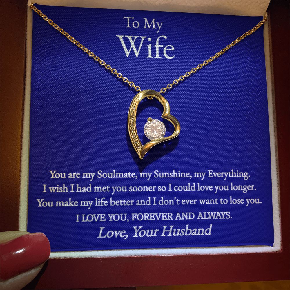 A You Are My Soulmate Forever Love Necklace - To Wife from Husband with a message to my wife, made by ShineOn Fulfillment.