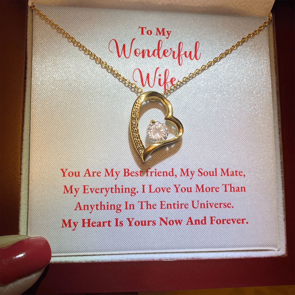 A ShineOn Fulfillment gift box with a You Are My Best Friend Forever Love Necklace for Wife that says to my wonderful wife.