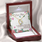 A ShineOn Fulfillment gift box with the To Mom - The Greatest Gift of All - Forever Love Necklace and a card in it.