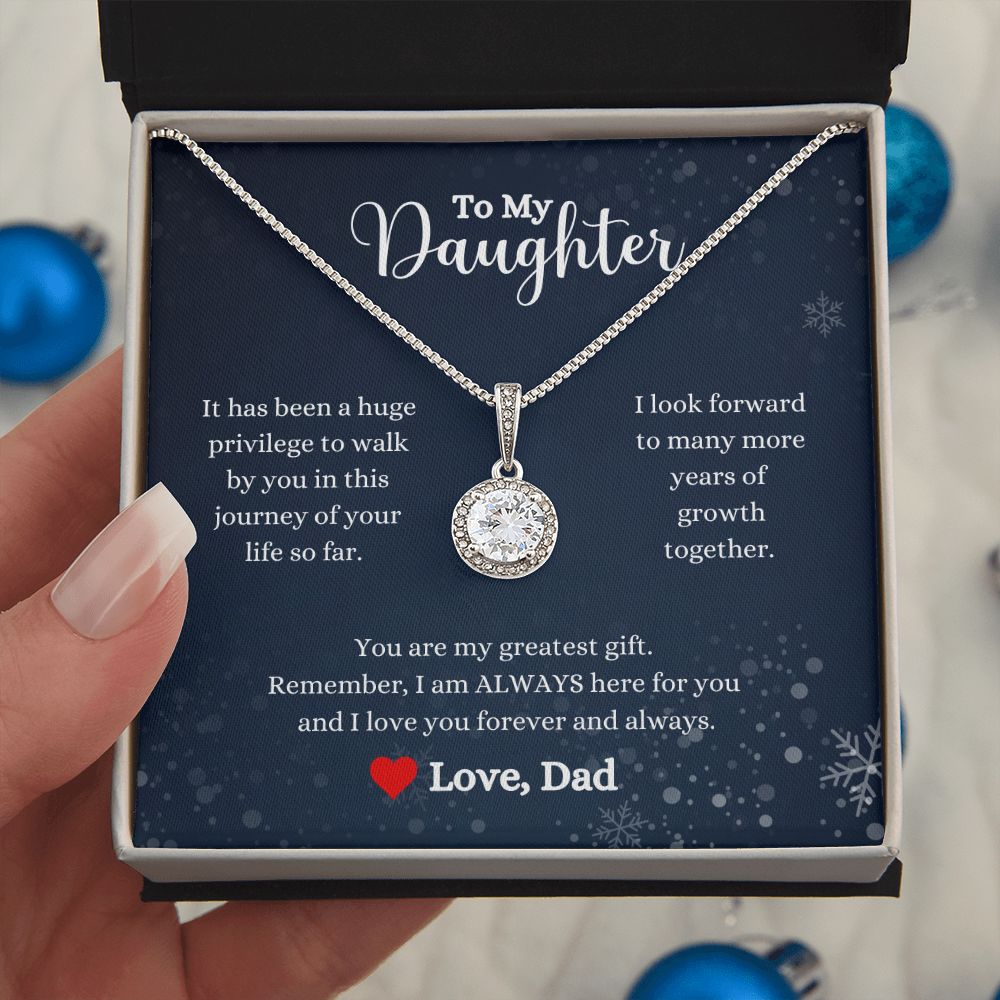 A ShineOn Fulfillment gift box with an I Love You Forever And Always Eternal Hope Necklace - Gift for Daughter from Dad.