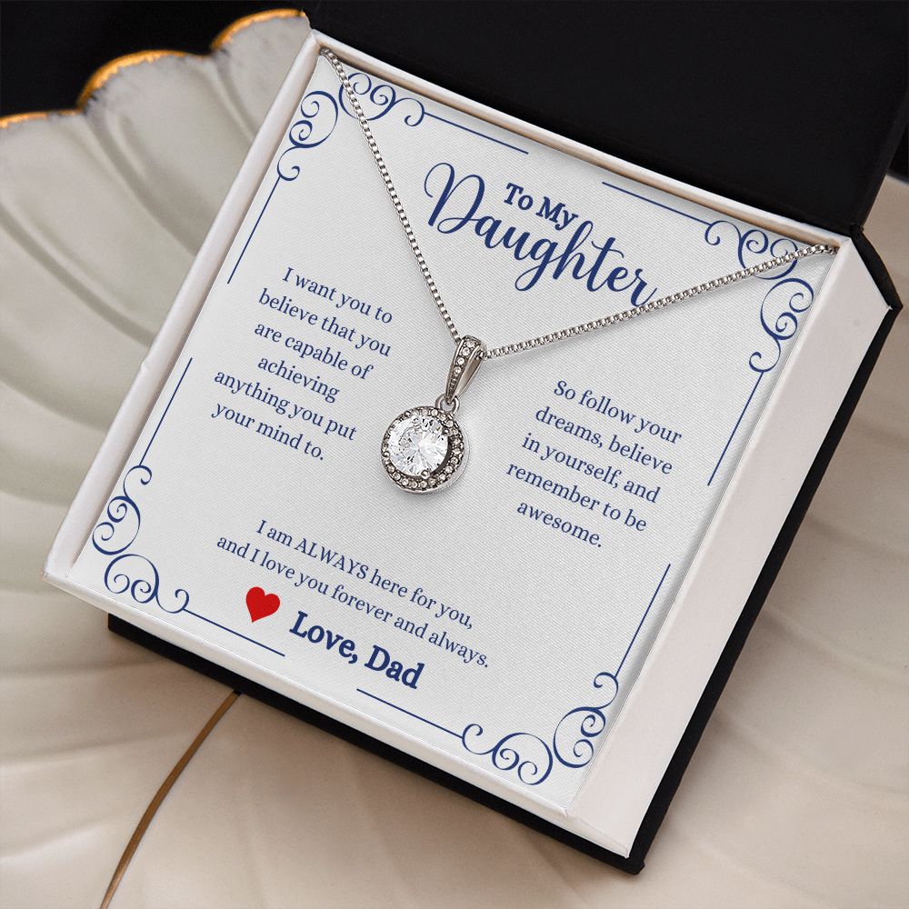 A ShineOn Fulfillment gift box with an "I Love You Forever And Always Eternal Hope Necklace - Gift for Daughter from Dad" necklace and a card for a daughter.