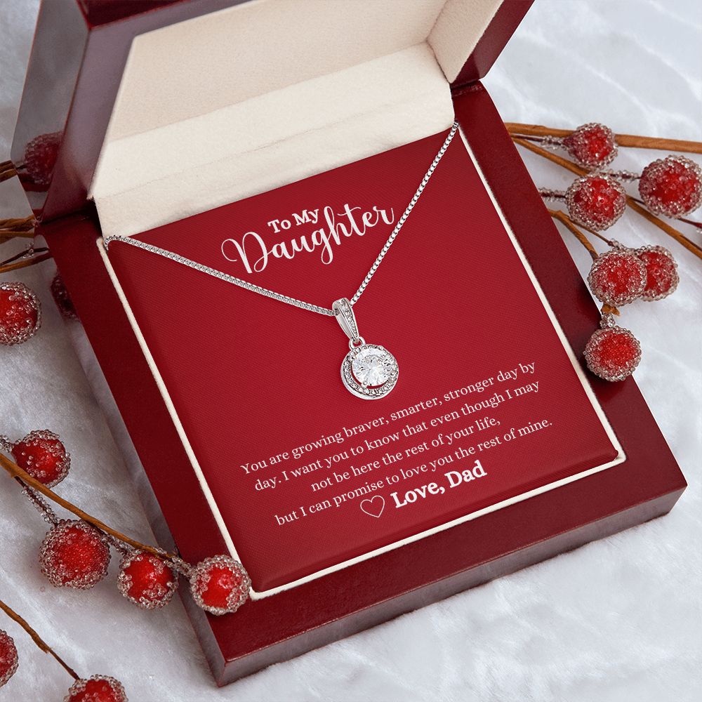 A red box with a Love You The Rest of Mine Eternal Hope Necklace - Gift for Daughter from Dad by ShineOn Fulfillment in it.