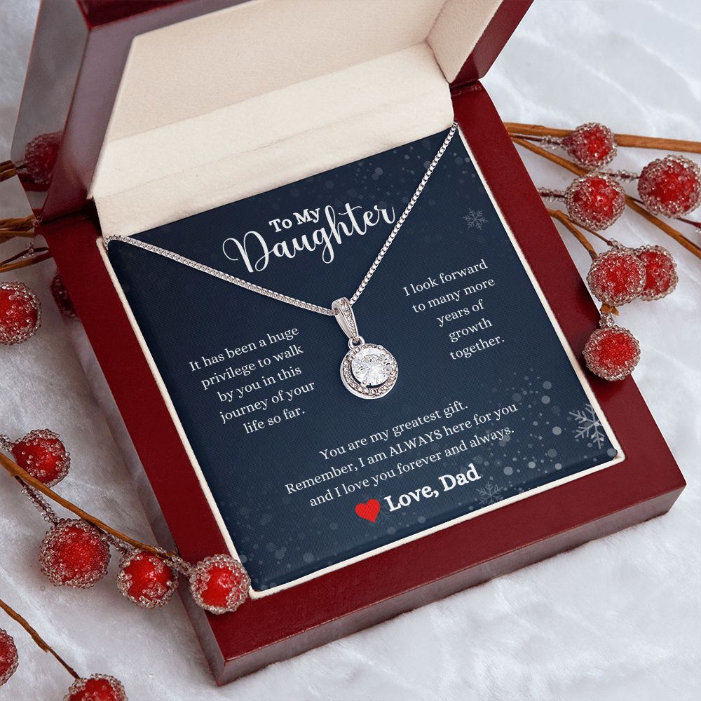A ShineOn Fulfillment gift box with an I Love You Forever And Always Eternal Hope Necklace - Gift for Daughter from Dad and a gift card.