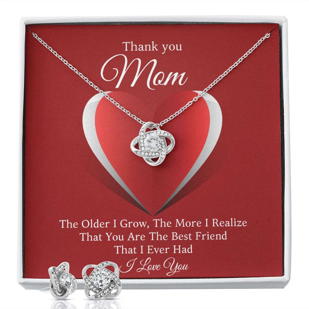Thank you ShineOn Fulfillment, Mom, You Are The Best Friend That I Ever Had | Love Knot Necklace and Earring Set For Mom.