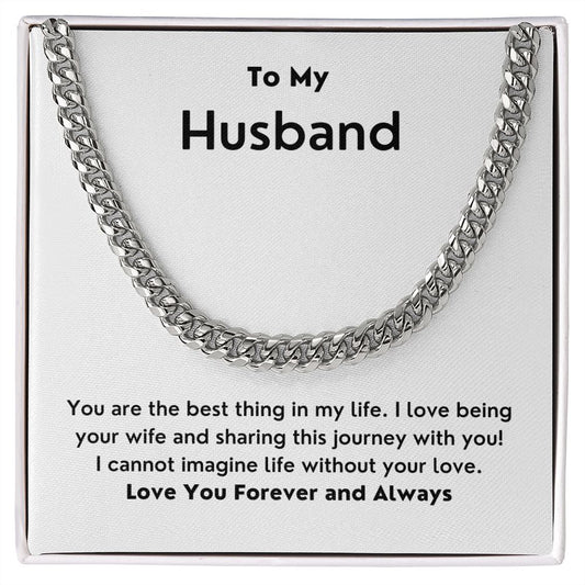 A gift box with the ShineOn Fulfillment You Are The Best Thing In My Life Cuban Link Necklace - For Husband from Wife.