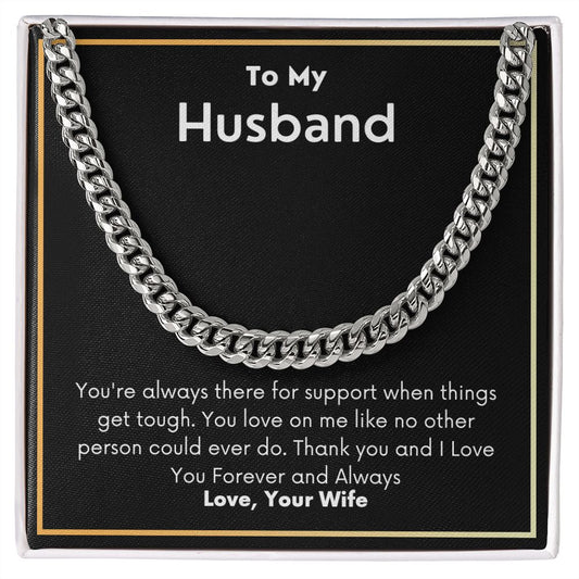 A ShineOn Fulfillment You Are Always There Cuban Link Necklace - For husband from wife with a message.