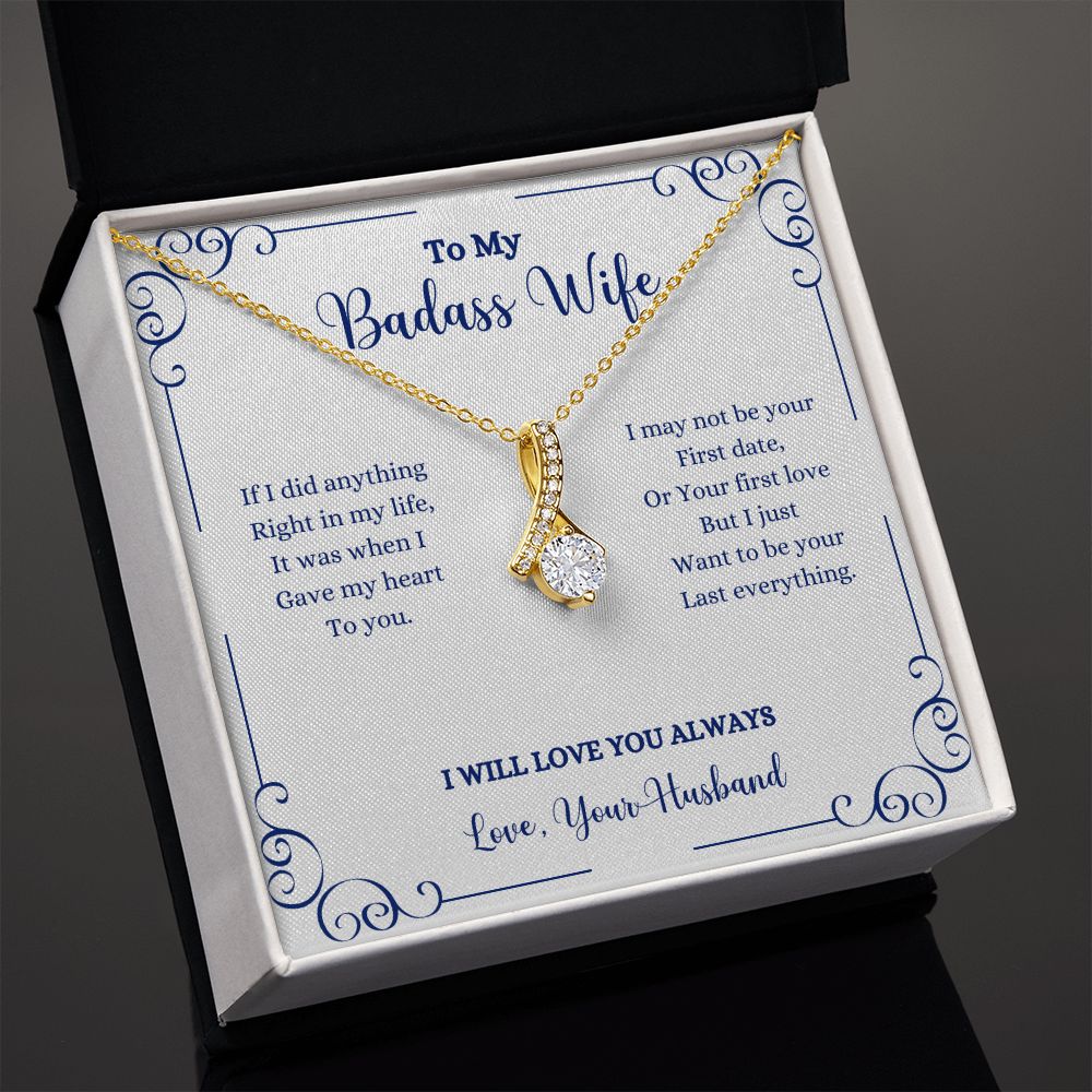 A gift box with the I Will Always Be With You Alluring Beauty Necklace- Gift for Wife from Husband from ShineOn Fulfillment that says to my bossy wife.