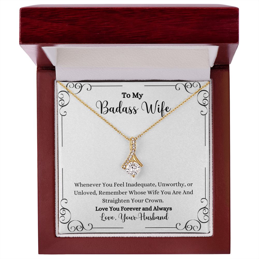 A ShineOn Fulfillment gift box with a Remember Whose Wife You Are Alluring Beauty Necklace - Gift for Wife from Husband.