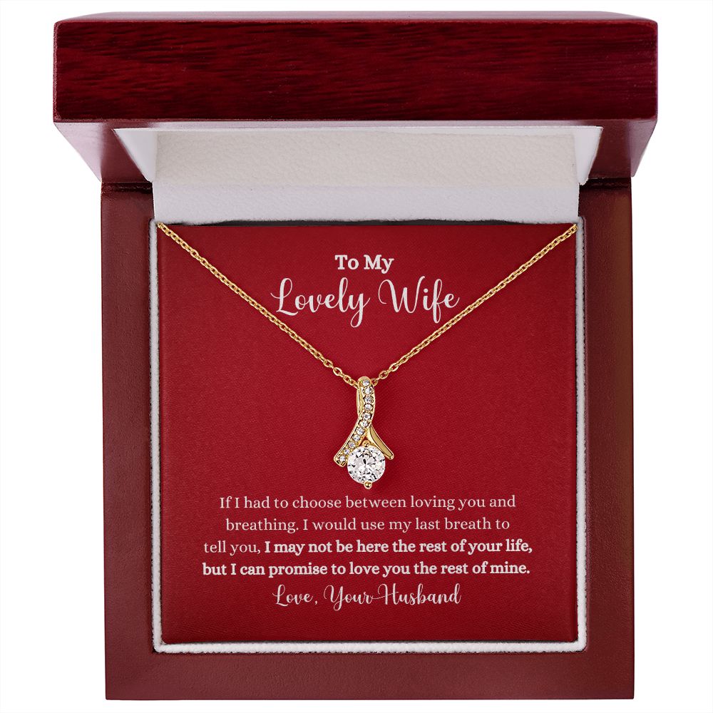 A Love You The Rest of Mine Alluring Beauty Necklace - Gift for Wife from Husband gift box from ShineOn Fulfillment with a necklace that says to my lovely wife.