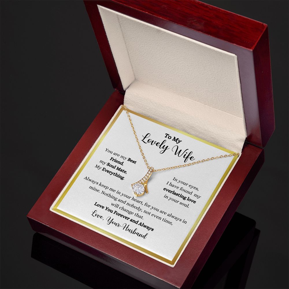 An Always Keep Me In Your Heart Alluring Beauty Necklace - Gift for Wife from Husband in a wooden box with a message on it by ShineOn Fulfillment.