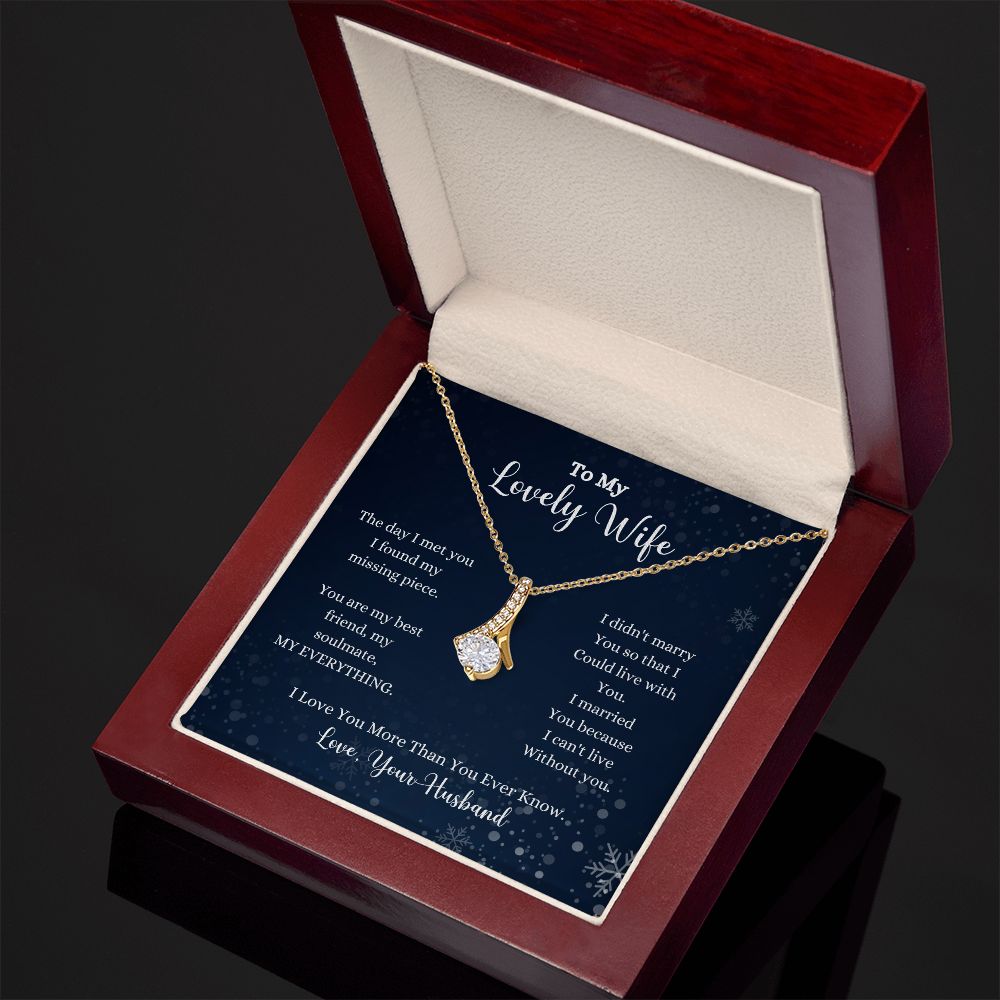 An I Love You More Than You Ever Know Alluring Beauty Necklace - Gift for Wife from Husband in a wooden box with a message on it by ShineOn Fulfillment.