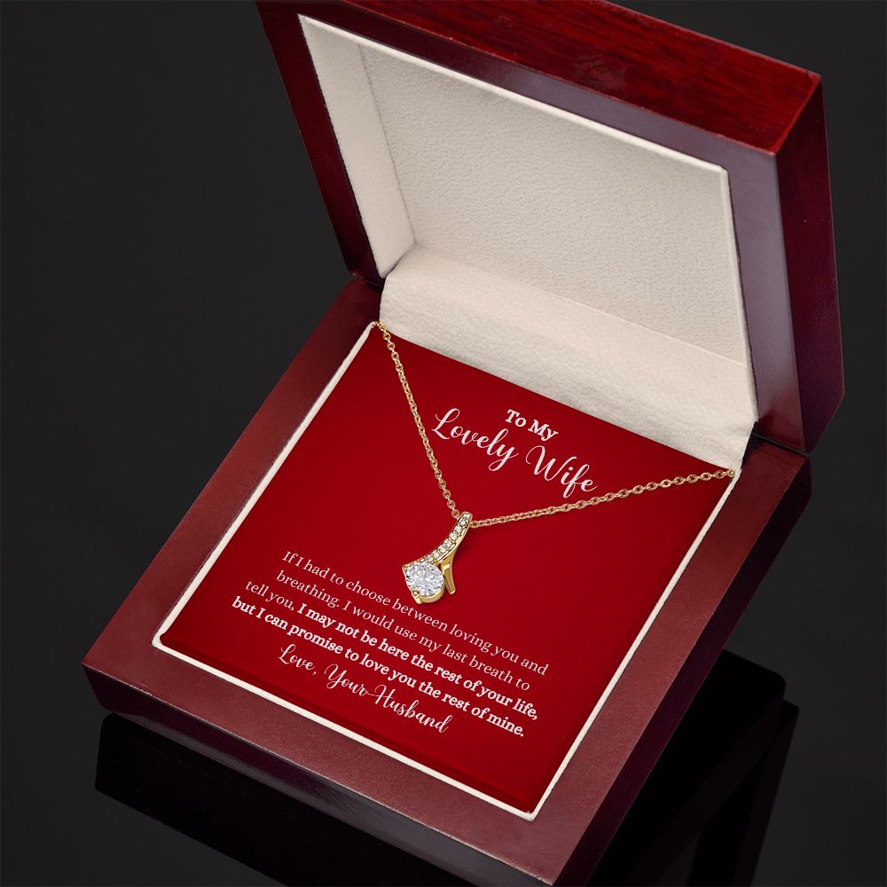 A Love You The Rest of Mine Alluring Beauty Necklace - Gift for Wife from Husband gift box with a necklace in it, from ShineOn Fulfillment.