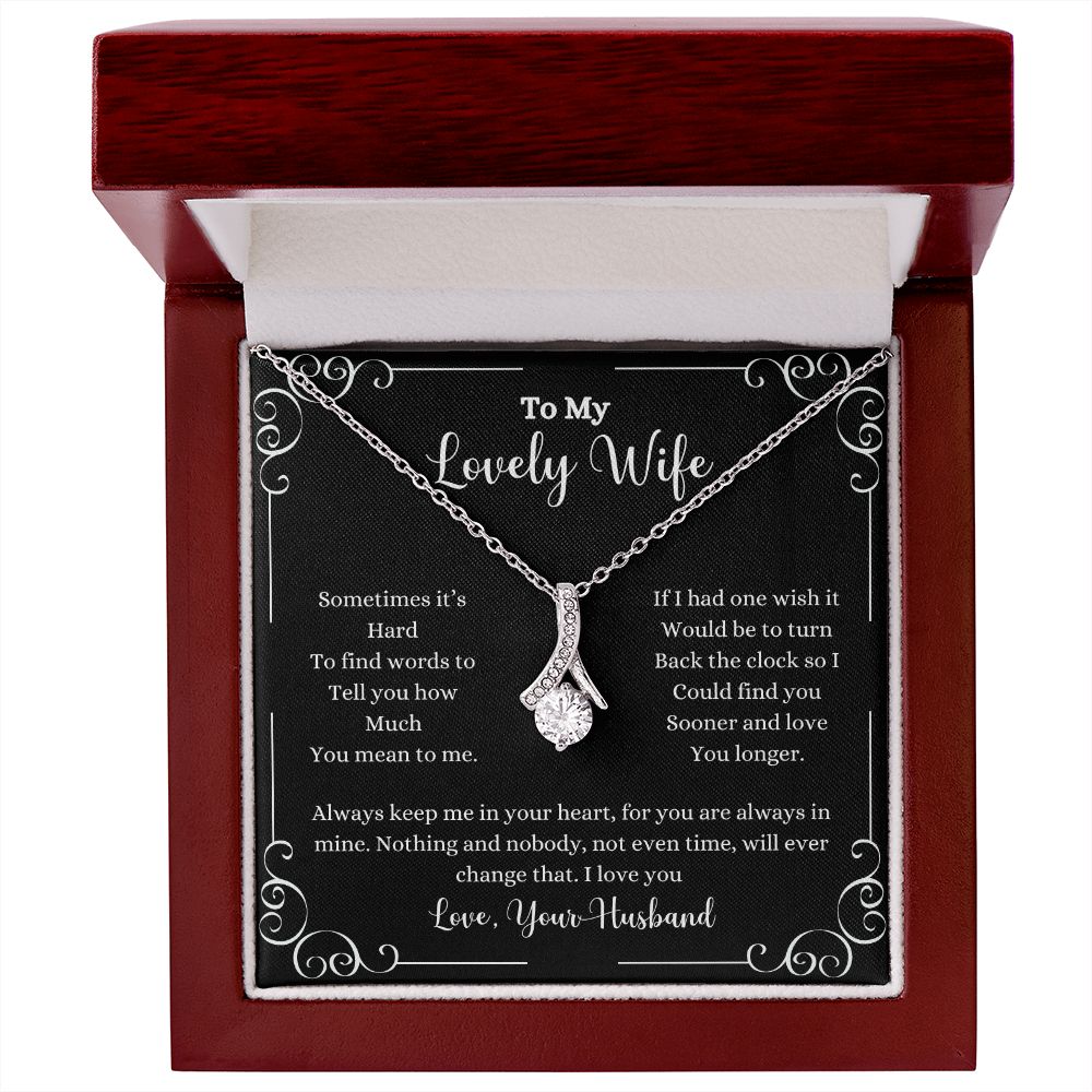 A gift box with the I Love You Alluring Beauty Necklace - Gift for Wife from Husband by ShineOn Fulfillment that says to my lovely wife.