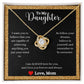 A ShineOn Fulfillment gift box with an I Love You Forever And Always Love Knot Necklace - Gift for Daughter from Mom.