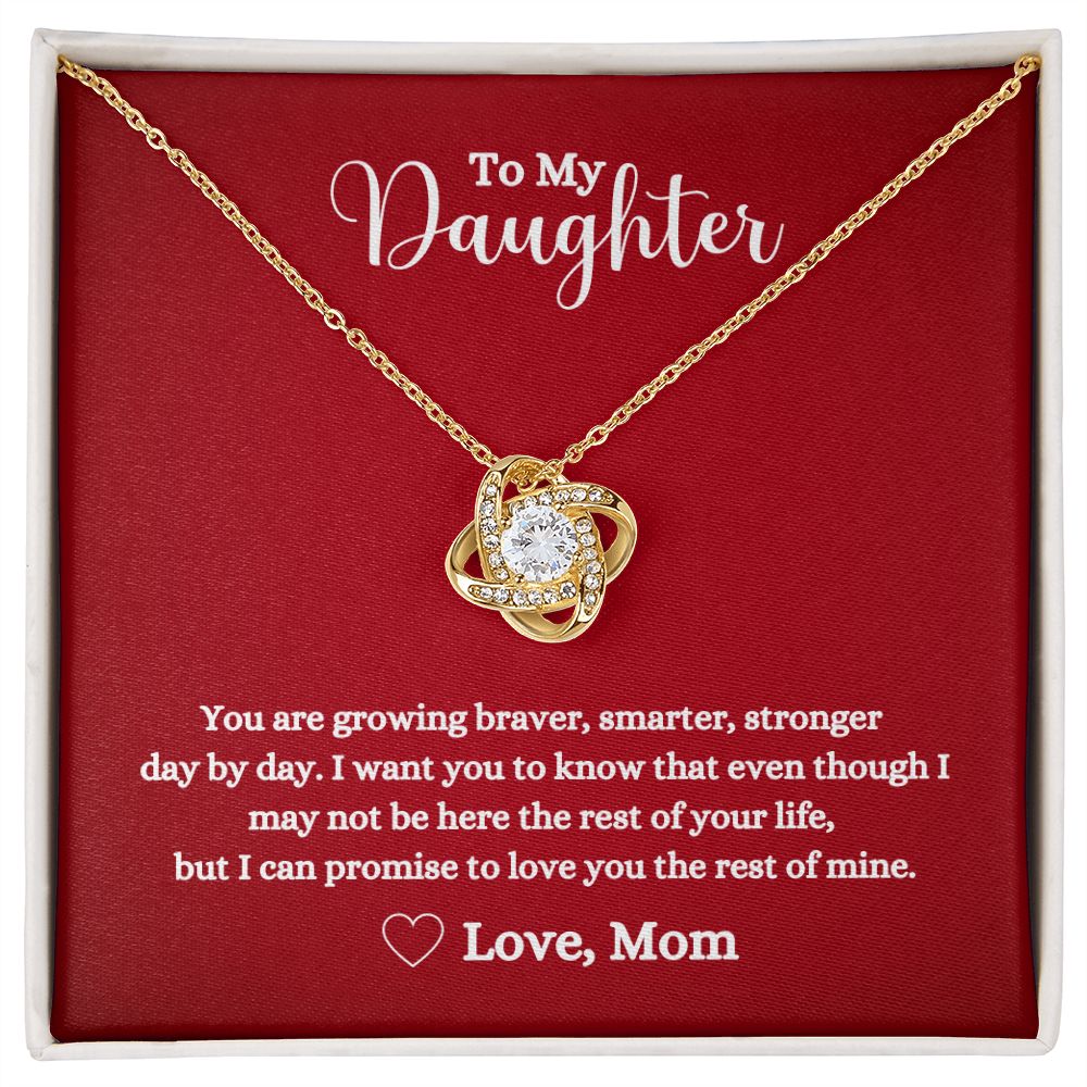 A gift box with the I can promise to love you for the rest of mine Love Knot Necklace - for Daughter from Mom by ShineOn Fulfillment that says to my daughter.
