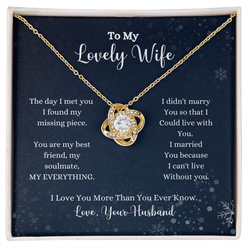 A ShineOn Fulfillment gift box with an I Love You More Than You Ever Know Love Knot Necklace - Gift for Wife from Husband that says to my lovely wife.