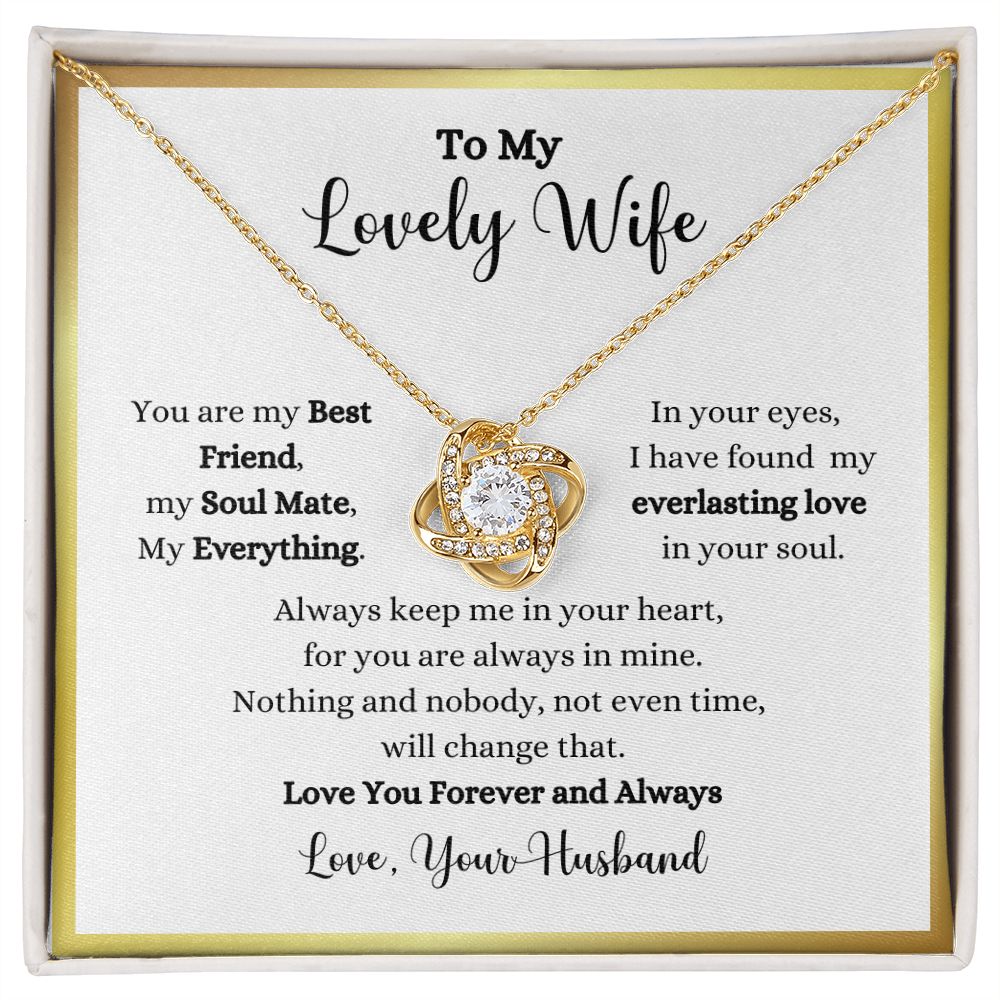 An Always Keep Me In Your Heart Love Knot Necklace - Gift for Wife from Husband with a poem to my lovely wife by ShineOn Fulfillment.