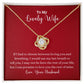 A red box with a Love You The Rest of Mine Love Knot Necklace - Gift for Wife from Husband, from the brand ShineOn Fulfillment, that says to my lovely wife.