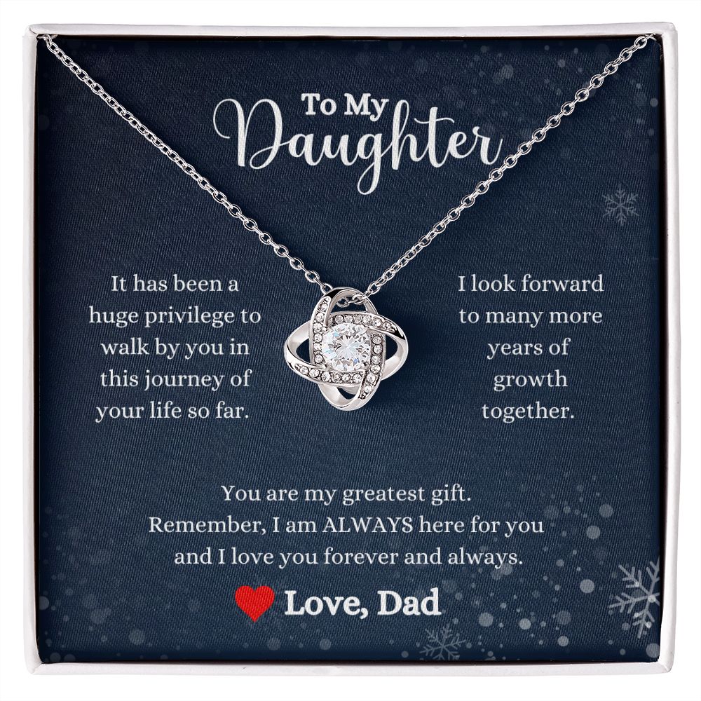 A ShineOn Fulfillment gift box with an I Love You Forever And Always Love Knot Necklace - Gift for Daughter from Dad.