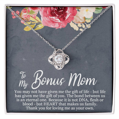A ShineOn Fulfillment gift box with a Life Has Given Me The Gift of You Love Knot Necklace - For Bonus Mom.