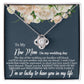 A ShineOn Fulfillment gift box with a To My New Mom - I am so lucky to have you in my life - Love Knot Necklace.