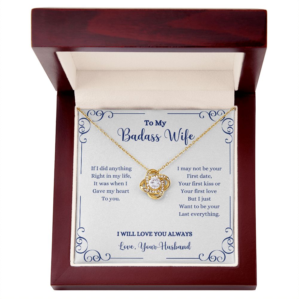 I'm a I Will Always Be With You Love Knot Necklace in a wooden box by ShineOn Fulfillment.