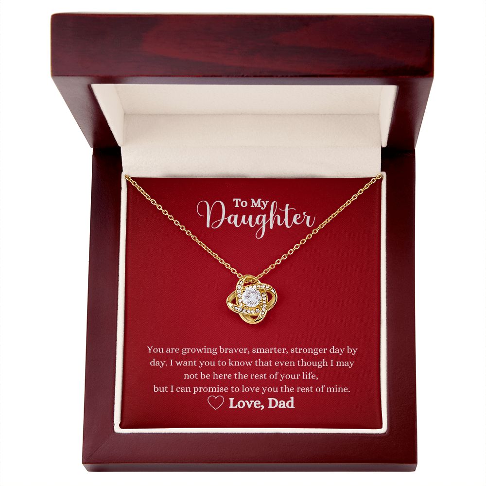 A ShineOn Fulfillment gift box with a Love You The Rest of Mine Love Knot Necklace that reads, 'my daughter'.