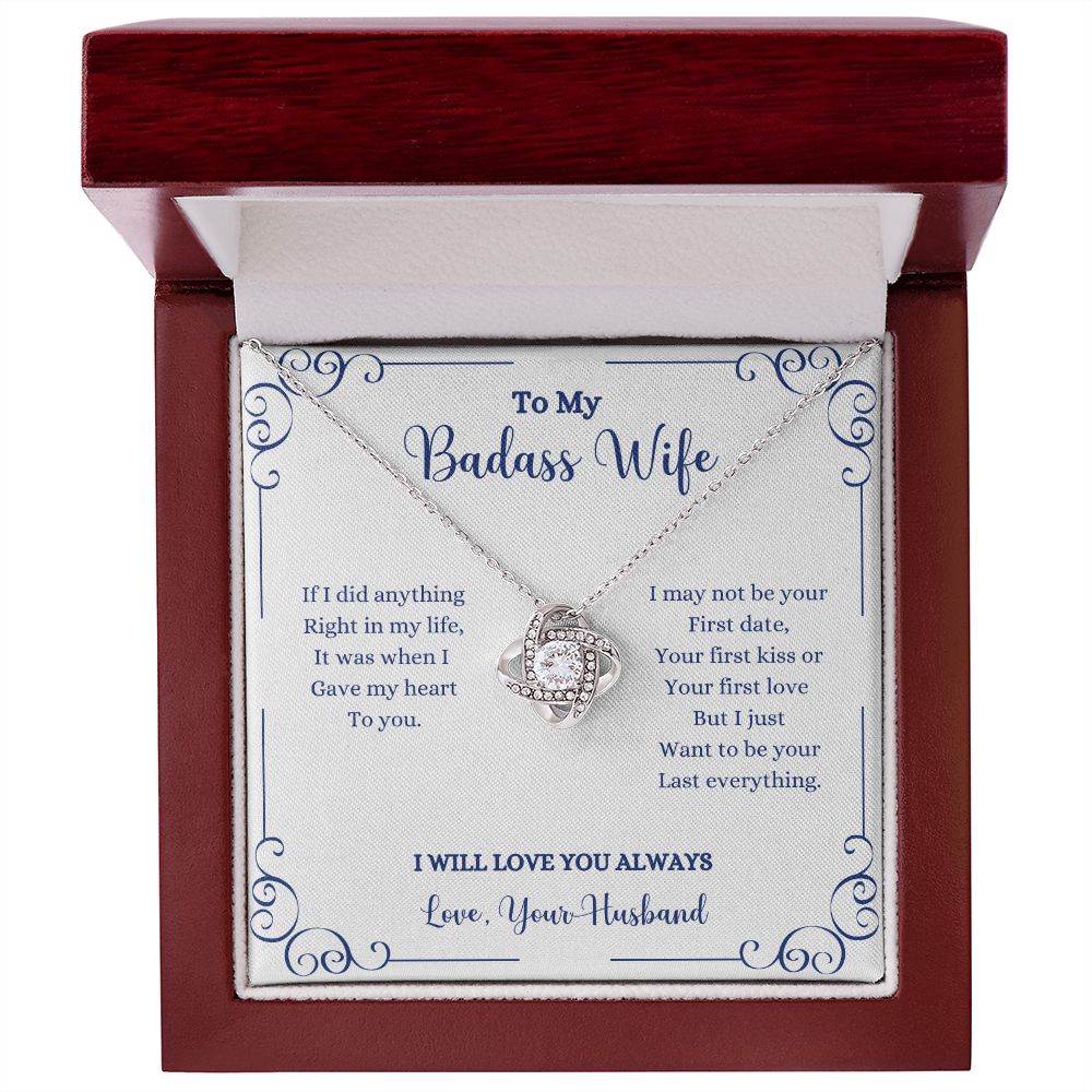 A ShineOn Fulfillment gift box with an "I Will Always Be With You" Love knot Necklace - Gift for Wife from Husband.