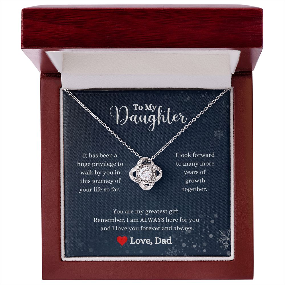 A ShineOn Fulfillment gift box with the I Love You Forever And Always Love Knot Necklace - Gift for Daughter from Dad.
