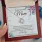 A gift box with the "I Squeezed This Pendant Love Knot Necklace - For Mom" by ShineOn Fulfillment that says to my beautiful mom.