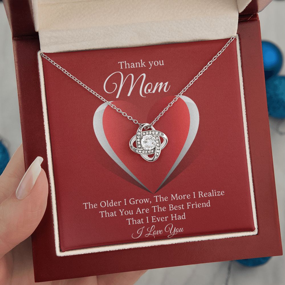 A gift box with a You Are The Best Friend That I Ever Had Love Knot Necklace For Mom by ShineOn Fulfillment.