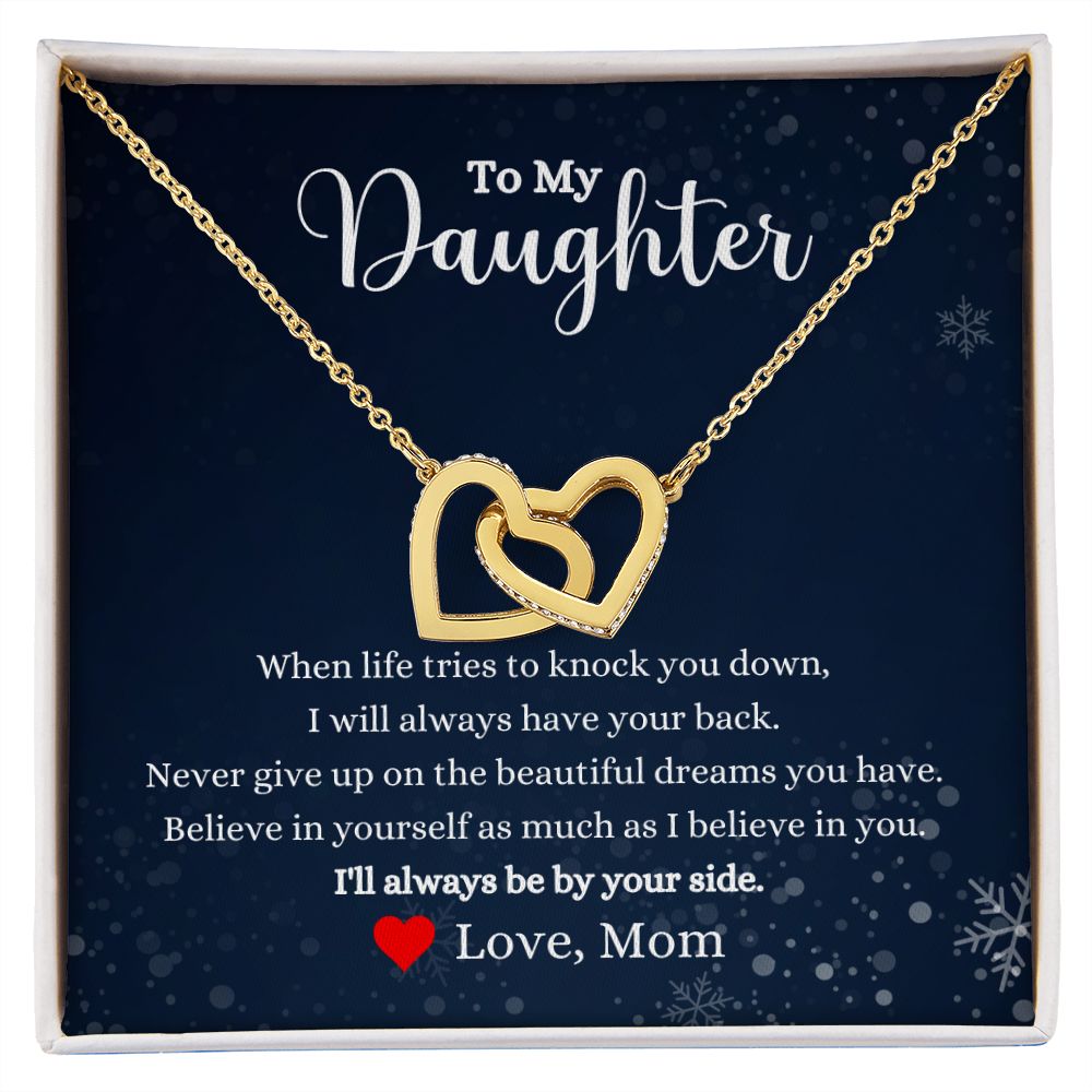 An I Will Always By Your Side Interlocking Hearts necklace - Gift for Daughter from Mom by ShineOn Fulfillment with a message to my daughter.