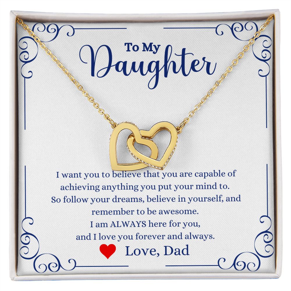 A ShineOn Fulfillment gift box with the "I Love You Forever And Always Interlocking Hearts Necklace - Gift for Daughter from Dad" necklace.