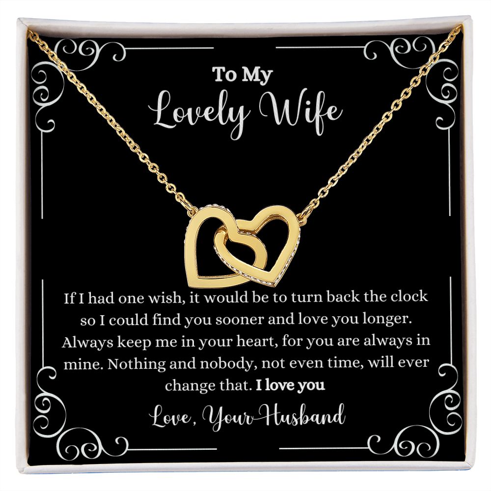 A I Love You Interlocking Hearts Necklace - Gift for Wife from Husband necklace with a message to my lovely wife.