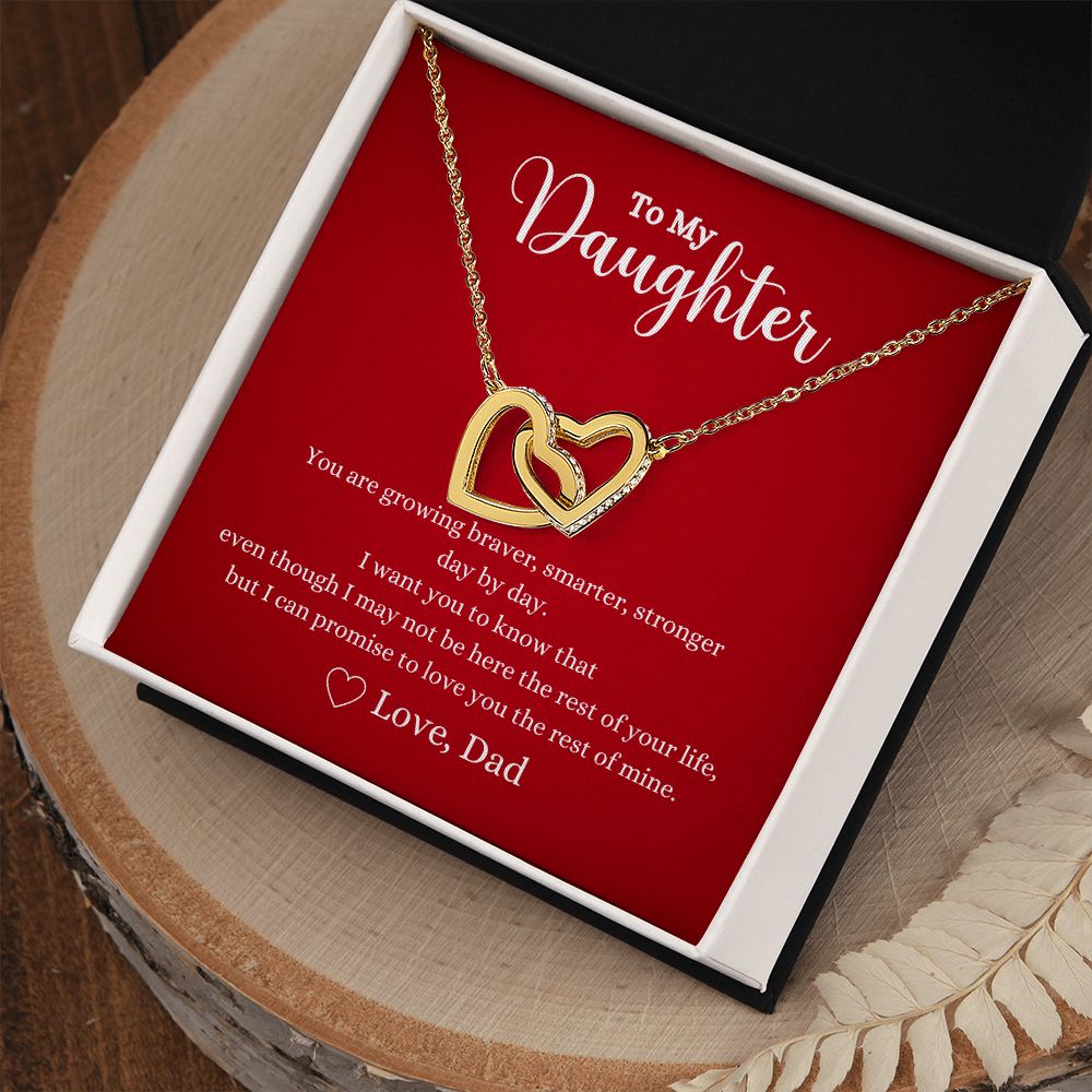 A ShineOn Fulfillment gift box with a Love You The Rest of Mine Interlocking Hearts Necklace - Gift for Daughter from Dad and a gift card.