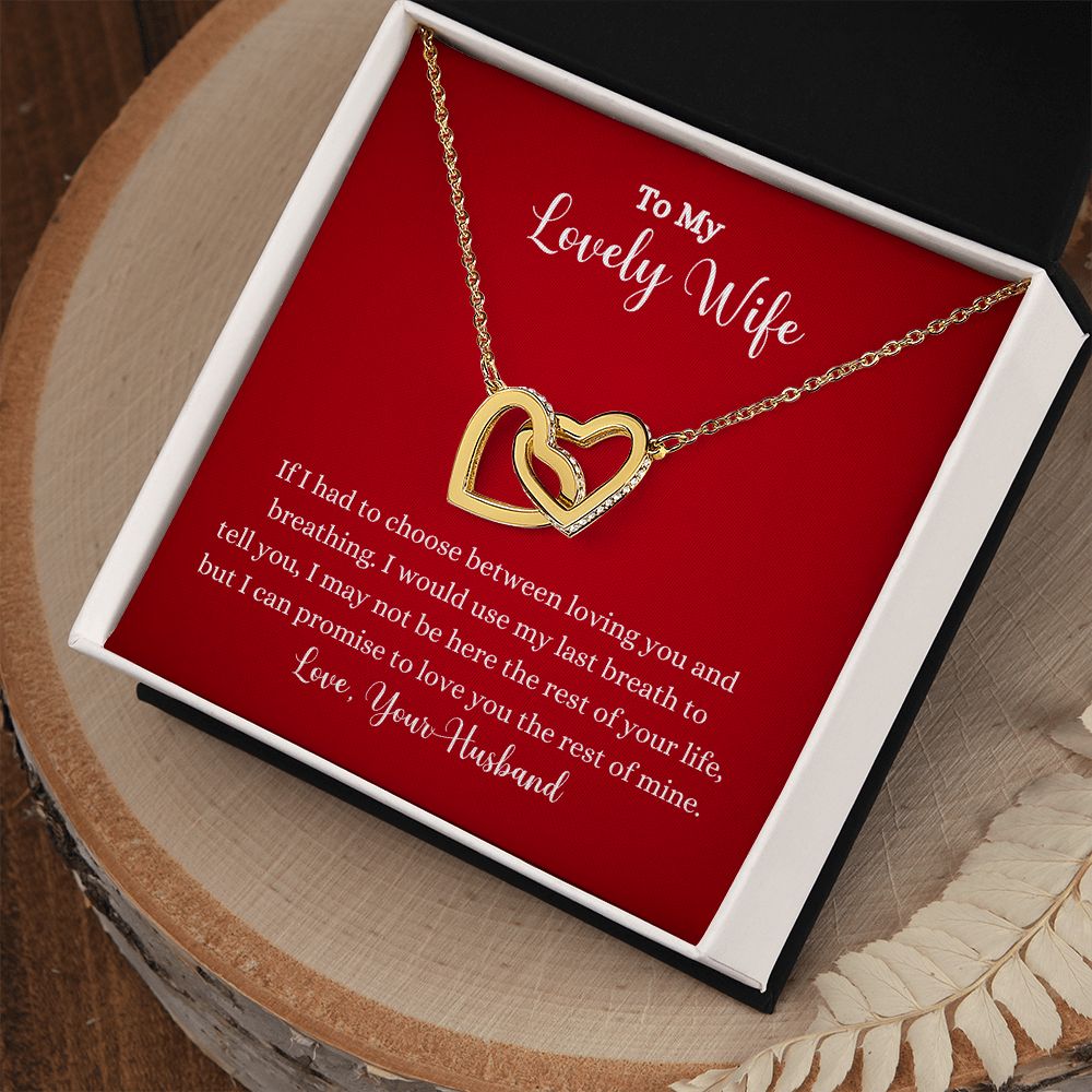 A Love You The Rest of Mine Interlocking Hearts Necklace - Gift for Wife from Husband by ShineOn Fulfillment with a message on it.