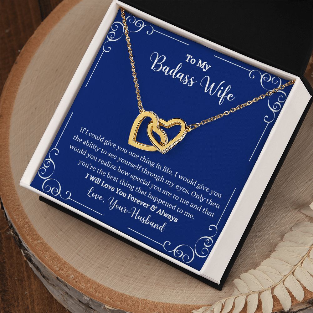 A gift box with the I Will Love You Forever & Always Interlocking Hearts Necklace - Gift for Wife from Husband by ShineOn Fulfillment.