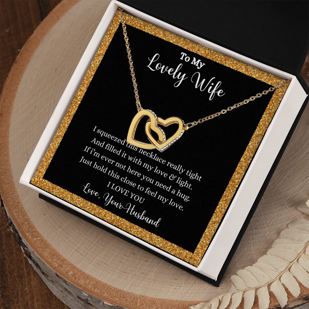 An I Love You Interlocking Hearts Necklace - Gift for Wife from Husband by ShineOn Fulfillment with a poem on it.