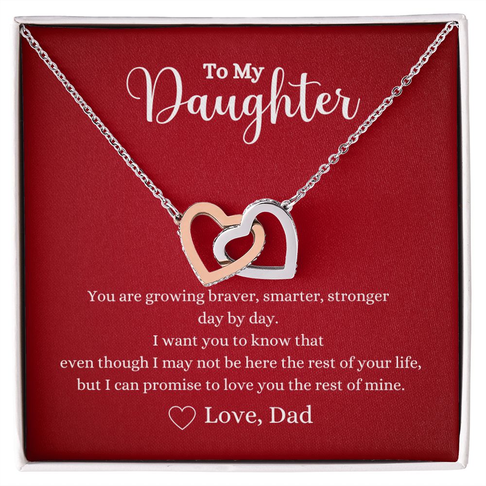 A ShineOn Fulfillment gift box with a Love You The Rest of Mine Interlocking Hearts Necklace - Gift for Daughter from Dad.