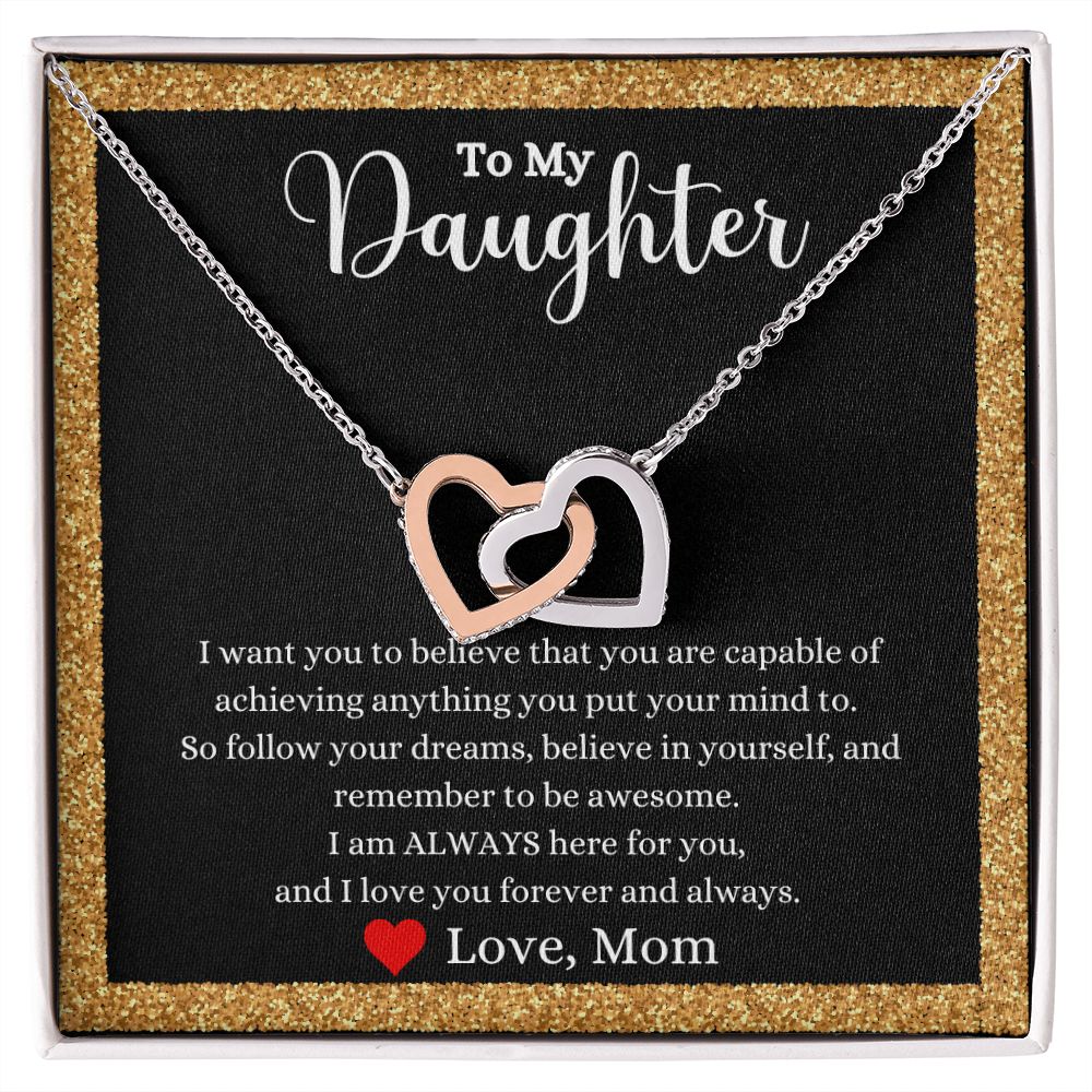 A I Love You Forever And Always Interlocking Hearts necklace - Gift for Daughter from Mom from ShineOn Fulfillment.