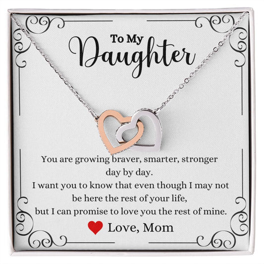 A Love You The Rest of Mine Interlocking Hearts Necklace - Gift for Daughter from Mom by ShineOn Fulfillment with a message to my daughter.