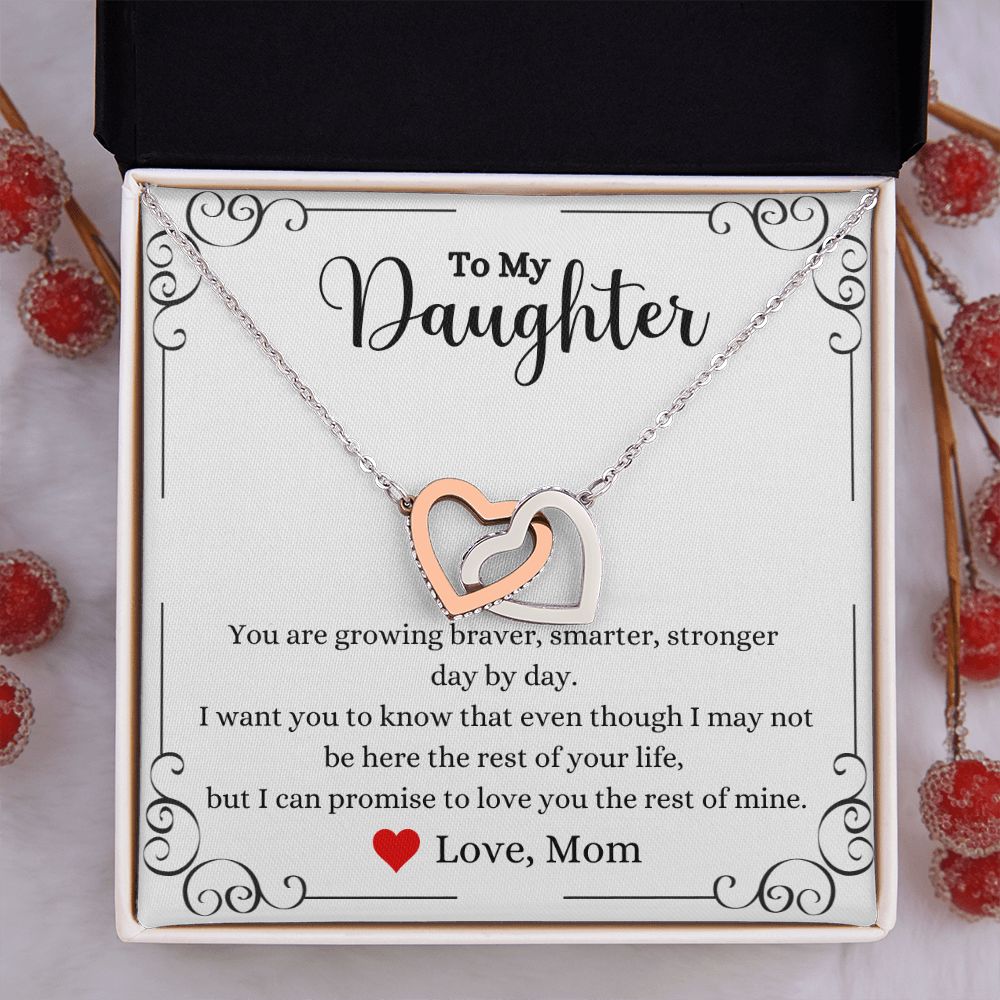 A ShineOn Fulfillment gift box with a Love You The Rest of Mine Interlocking Hearts Necklace - Gift for Daughter from Mom.