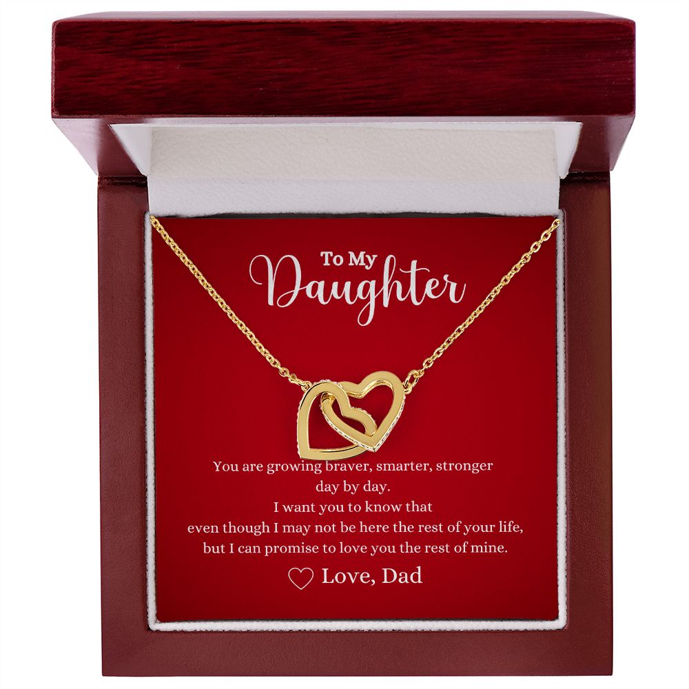 A ShineOn Fulfillment gift box with a Love You The Rest of Mine Interlocking Hearts Necklace and a message to my daughter.