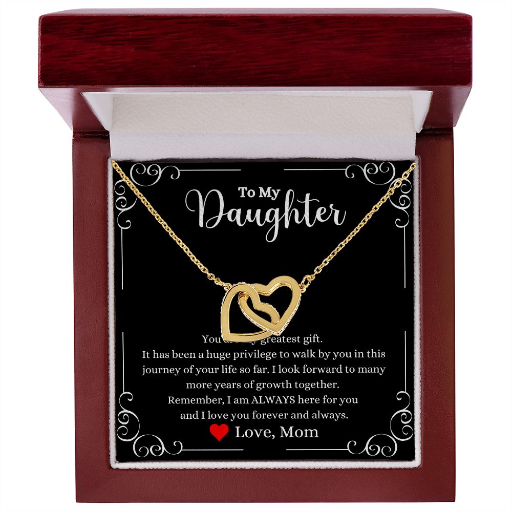 A ShineOn Fulfillment gift box with a You Are My Greatest Gift Interlocking Hearts Necklace - Gift for Daughter from Mom that says i love you to my daughter.