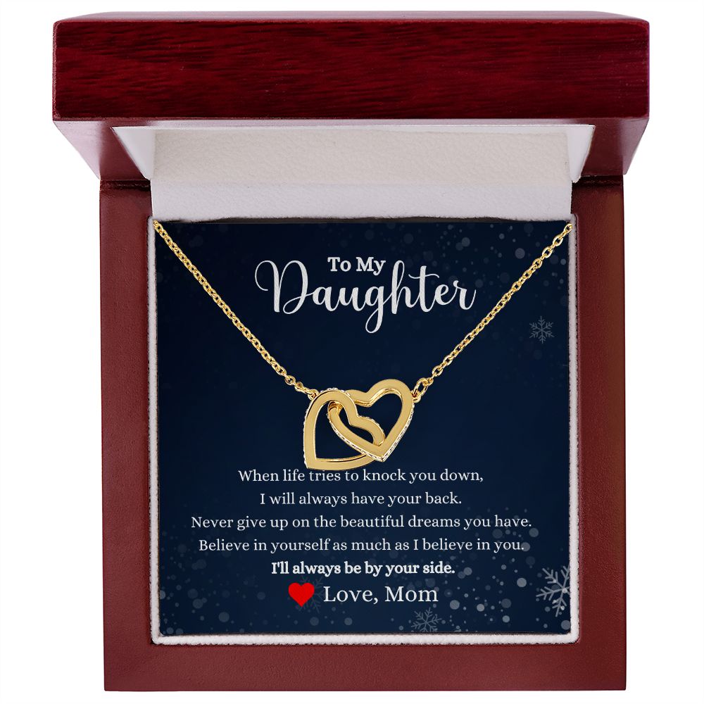 A ShineOn Fulfillment gift box with an I Will Always Be Your Side Interlocking Hearts necklace - Gift for Daughter from Mom.