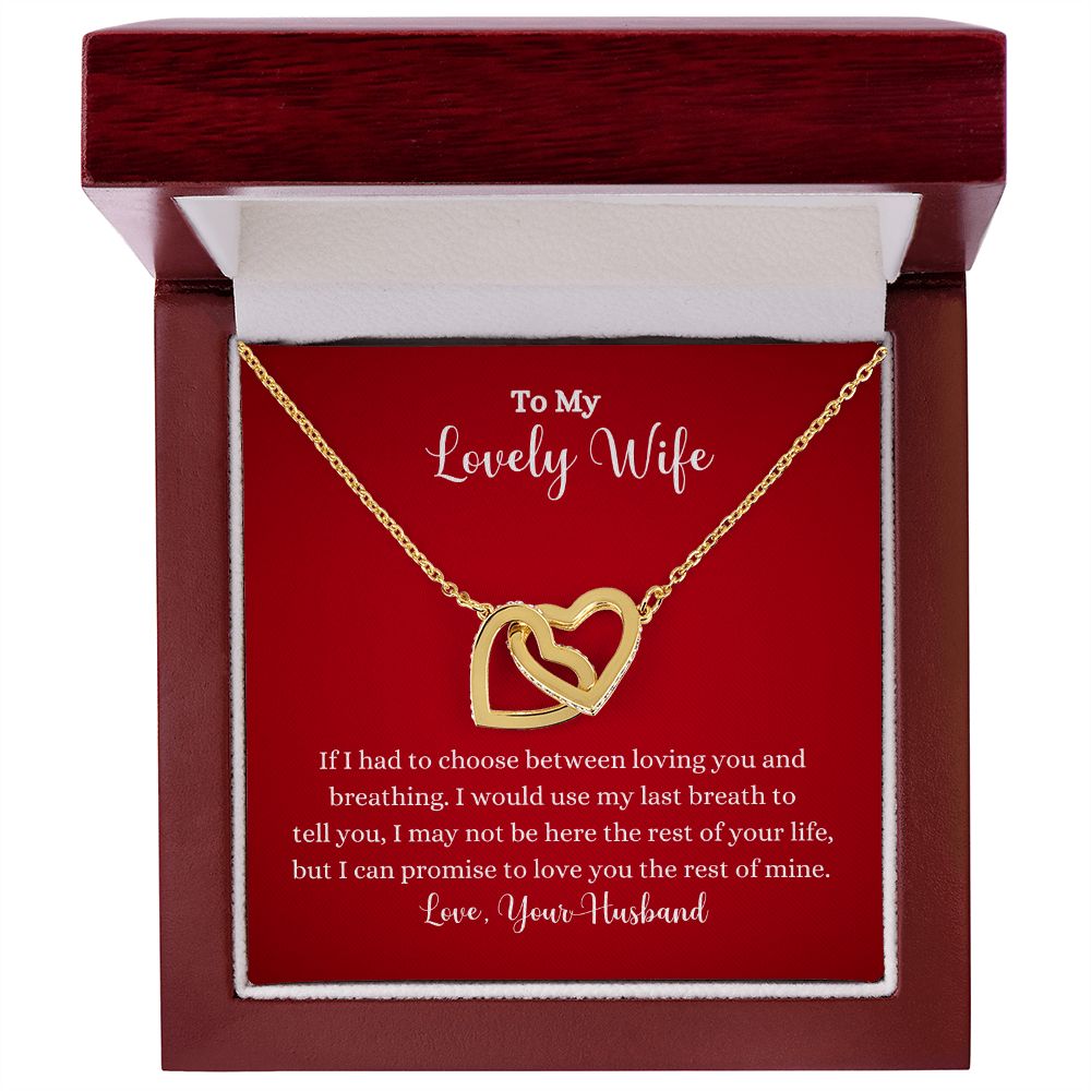 A Love You The Rest of Mine Interlocking Hearts Necklace - Gift for Wife from Husband by ShineOn Fulfillment in a box with the words to my lovely wife.