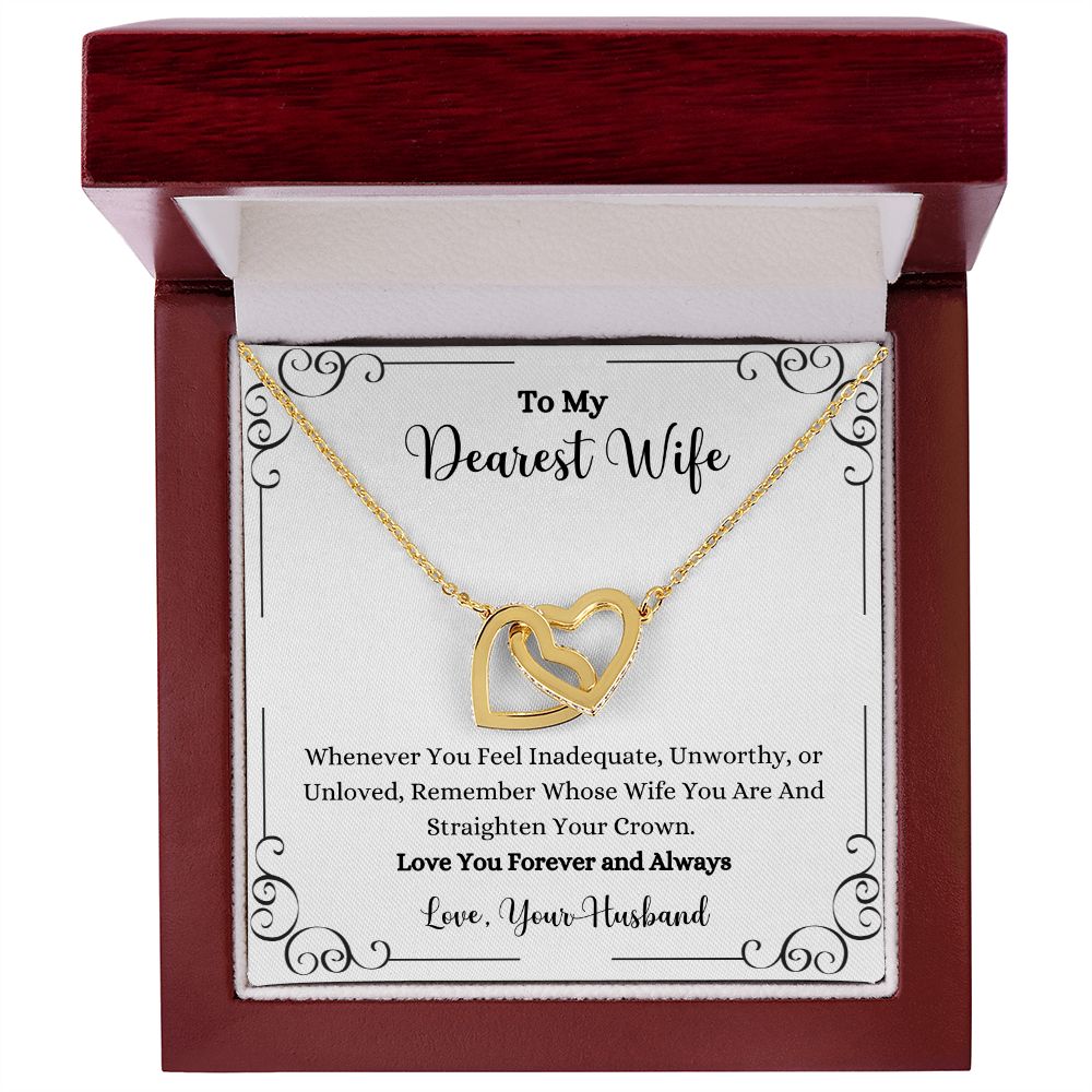 A ShineOn Fulfillment gift box with a Remember Whose Wife You Are Interlocking Hearts Necklace - Gift for Wife from Husband.